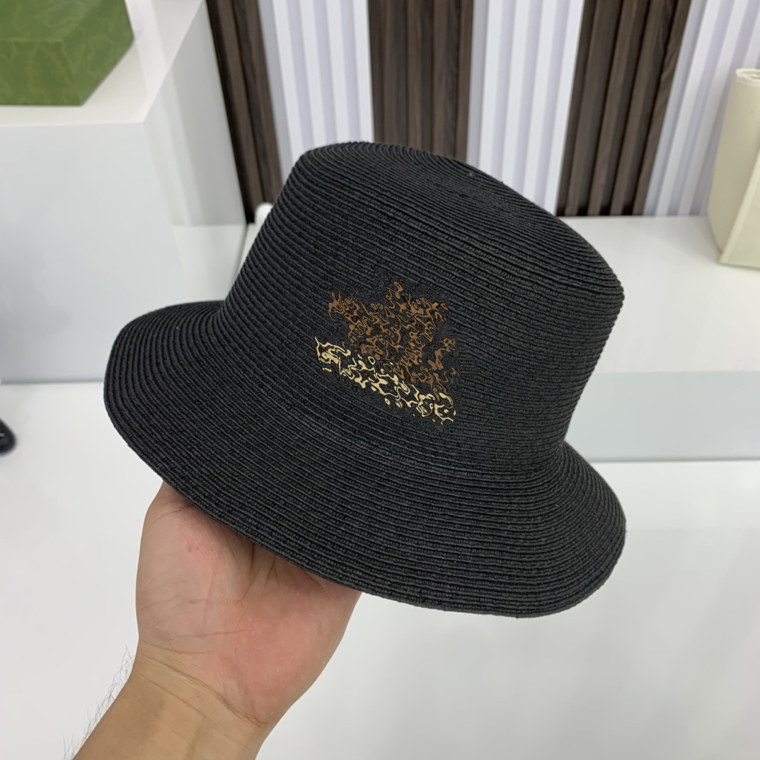 

Designer Bucket Hat summer straw cap practical high value cool color women's essential luxury flat top sunshade concave shape sharp too, Blue;gray