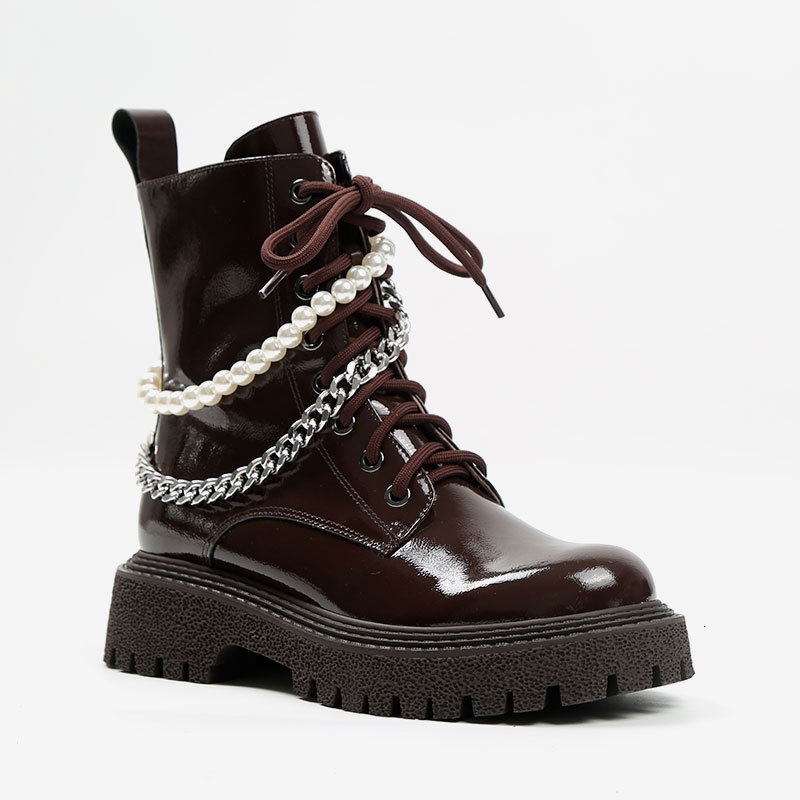 

boots mordoan women's winter cowhide boots real toe round leather flat shoes short high heels 0amu, Black