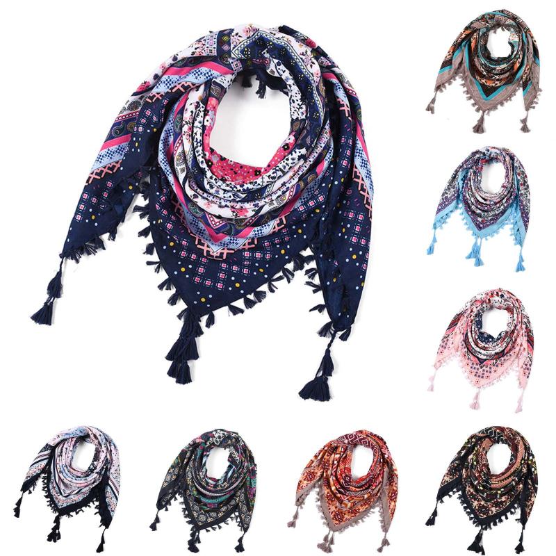 

Scarves Bohemian Style National Square Scarf For Women Warm Winter Blanket Pashmina Shawl Tassel Ethnic Muffler Hijab Wraps