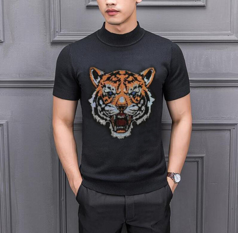 

New 2021 Short Sleeve Casual Knitted o Neck Sweater Men Pullover Clothing Fashion Tops Clothes Knit Hot Drill Sweaters Pullovers Zp15, As shown