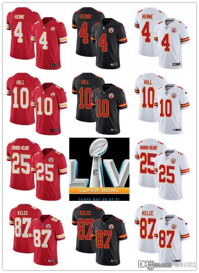 

Mens Womens Youth Kansas City Chiefs 4 Chad Henne 87 Travis Kelce 25 Clyde Edwards-Helaire 10 Tyreek Hill Football Jerseys, Black;red