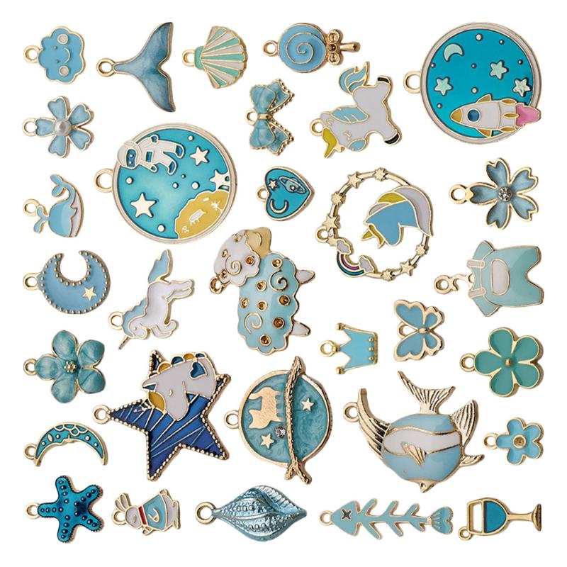 

Charms 31PCS Series Alloy Pendant Delicate Drop Oil Creative Earring Necklace DIY Hand Chain Accessory For, Bronze;silver