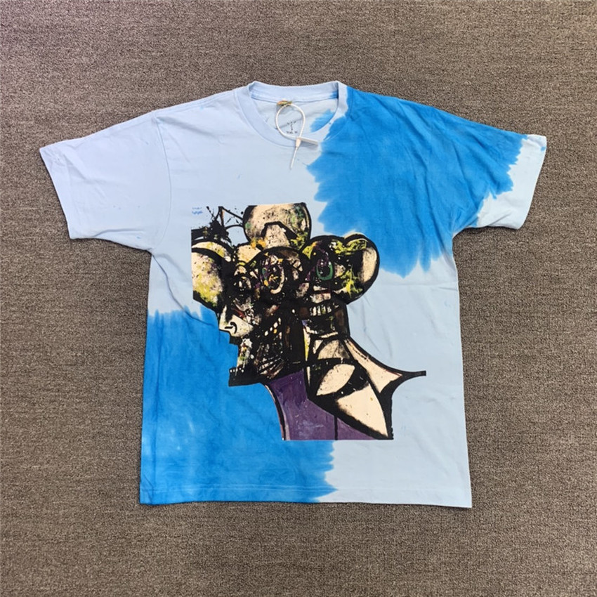 

2021 New Blue Tie-dyed Travis Scott Cactus Jack t Shirt Men Women Top Tees Summer Style T-shirts Oversized 4n18, 24