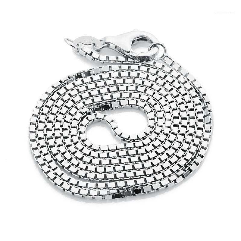 

LouLeur 925 Sterling Silver Box Chain Necklace 1.5mm 45cm 50cm Length Fine For Women Jewelry Charms Chains