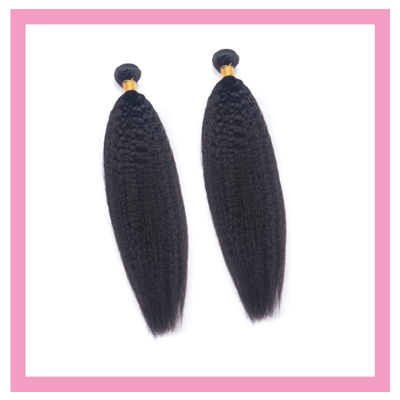 

Brazilian Virgin Human Hair Kinky Straight Yaki 2 Bundles Double Wefts Natural Color 95-100g/piece 10-30inch