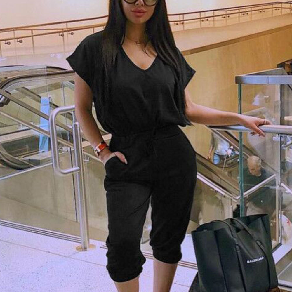 

2021 New Solid t Shirt and Calf-length Pants Sets Casual Short Sleeve v Neck Tops Loose Blouse Suits Elegant Pockets Outfits Kzni, Burgundy