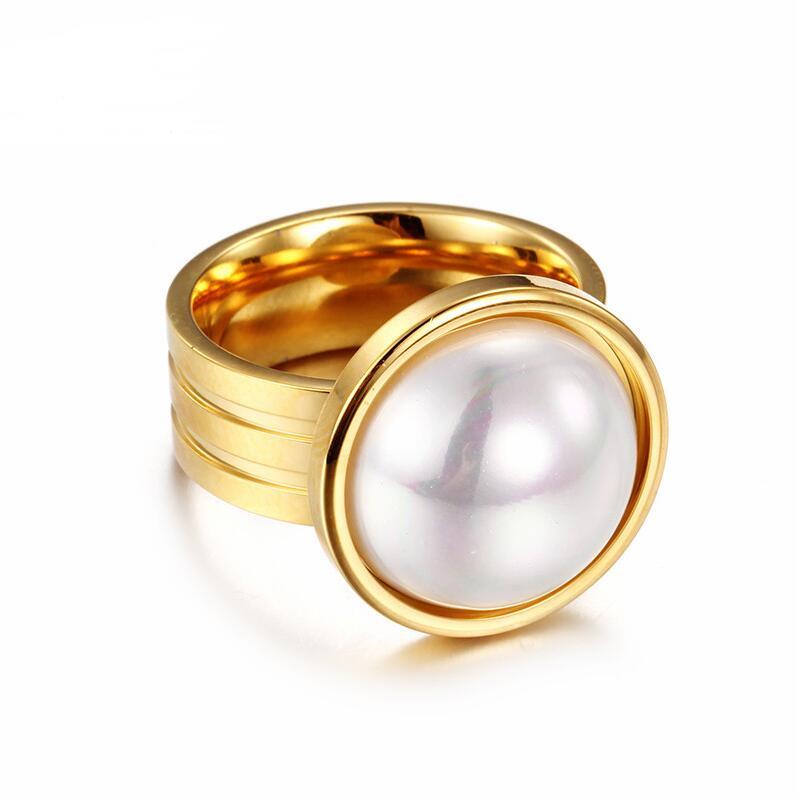 Wedding Rings Design Luxury Jewelry Trendy Women Ring Charming Simulated-pearl Stainless Steel Finger For Girl Lady-image-711474879