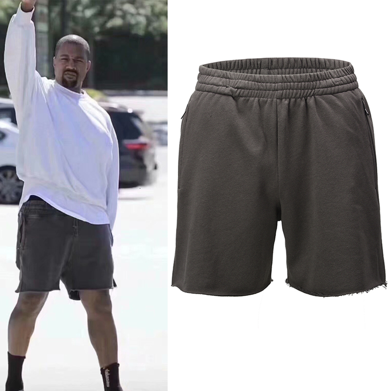 

2021 New 5 Colors Solid Joggers Kanye West Casual Shorts Mens Elastic Oversize Terry Knee Length High Street Loose Five Point Pants Nuh8, White;black