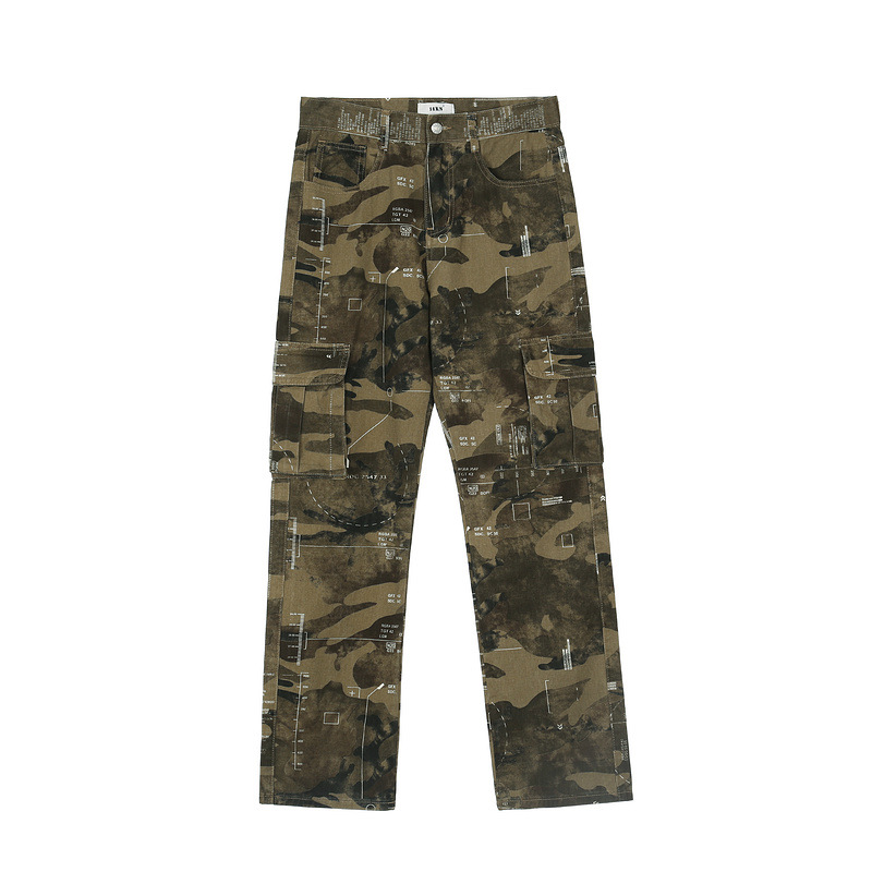 

Men's Outdoor camouflage Cargo Pants Big Pocket Overalls Fashion Printed Trousers Hiking More Pockets Travel Safari High Quality Pant Size S-2XL, K866 army green