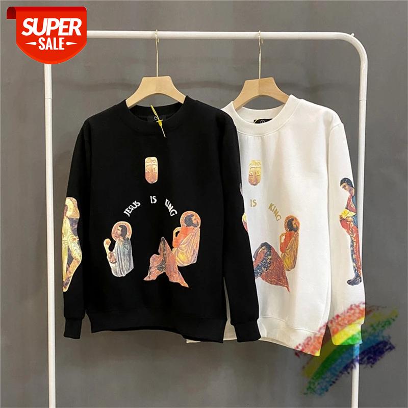 

Streetwear JESUS IS KING Sweatshirts Men Women Hip-hop Kanye West Hoodie Chicago Limit Edition Jesus Is King Hoodies #gA9C, Black
