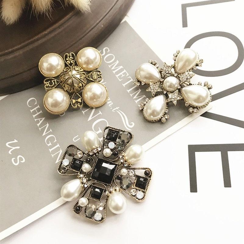 

Pins, Brooches Baroque Style Exquisite Pearl Brooch Woman Luxury Clothing Accessories Decoration Gifts, Gray