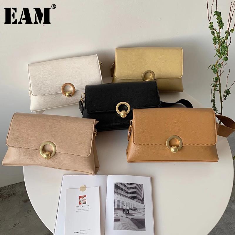 

[EAM] Women New Retro Brief Quality PU Leather Flap Personality All-match Crossbody Shoulder Bag Fashion Tide 2021 18A1633, Black