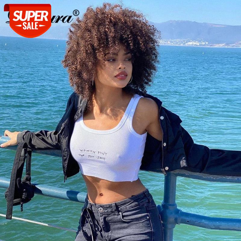 

Dulzura Letter Embroidery Women Crop Top Tanks Bodycon Sexy Streetwear Party Club Casual 2021 Spring Summer #cz5j, White