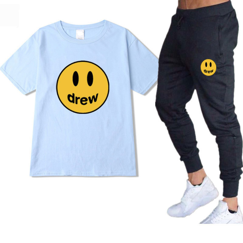 

2021 New Hip-hop Summer Got a Set Justin Bieber Smile T-shirt Women Cotton Men Sportswear De4b, Gray