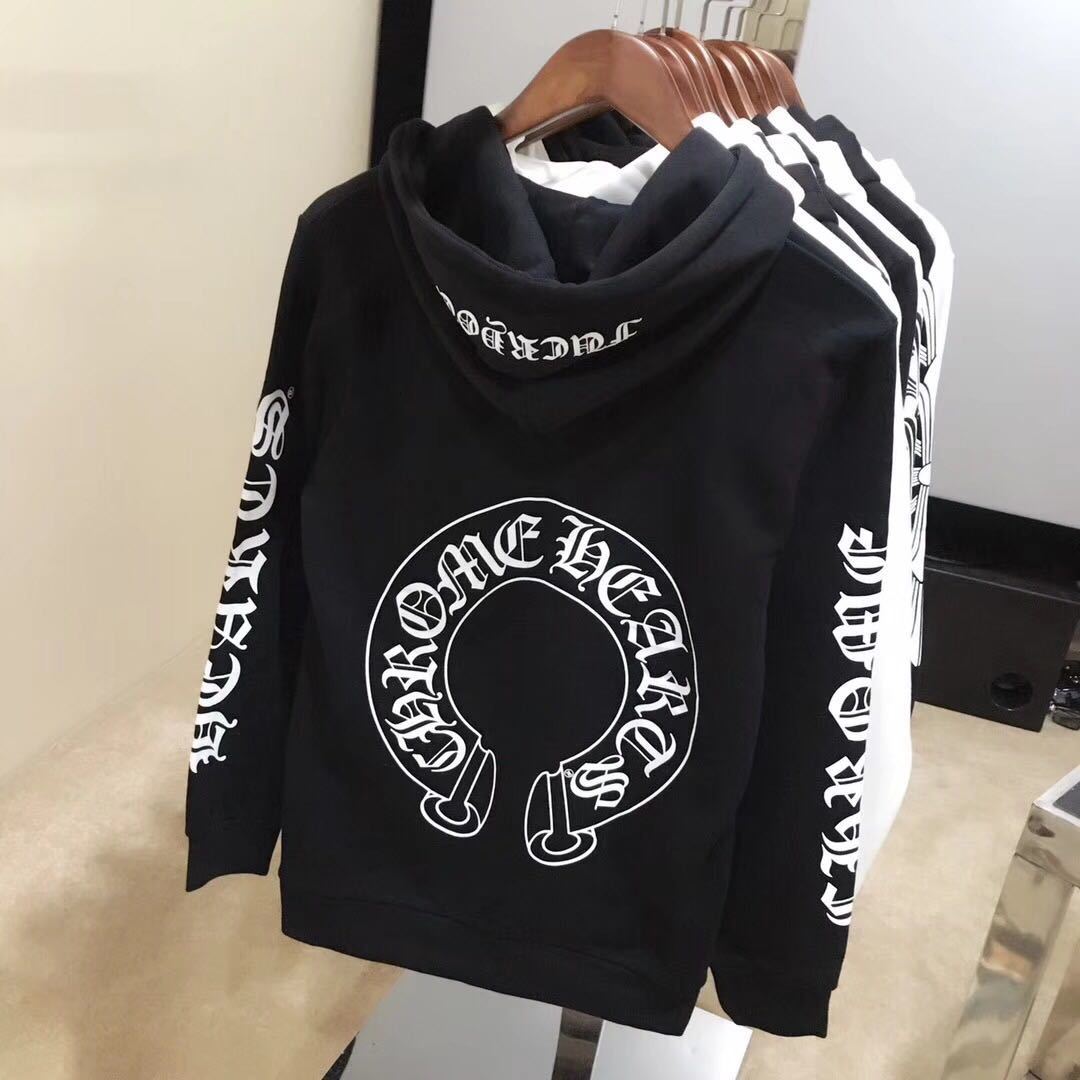 

brand Chao spring and autumn croxin cotton zipper sweater men' and women' cardigan printed horseshoe large black coat