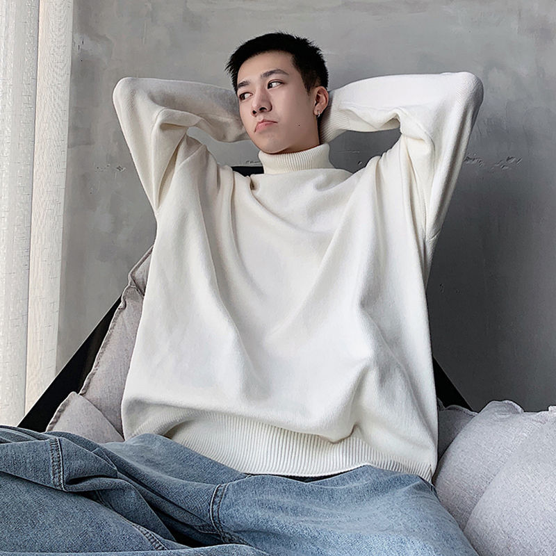 

2021 New Winter Men's Fashion Cashmere Sweater Casual Knitting Long Sleeves Shirts High-color Wool Jackets M-2xl 61g5, White