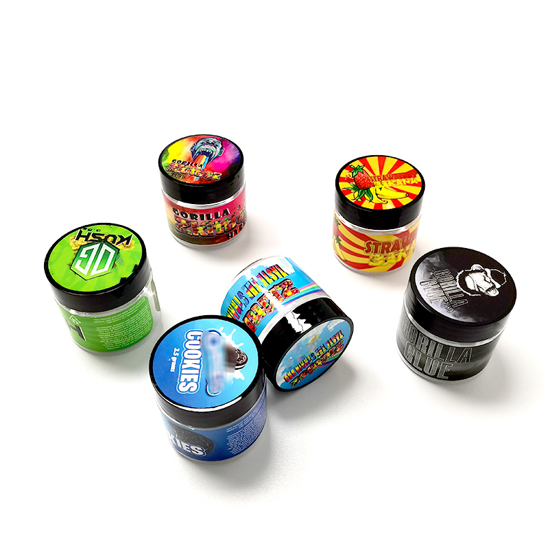 

Clear 3.5G 60ML PET Plastic Bottle with stickers Gorilla Glue Zkittlez Packs 3.5 Packaging Jar