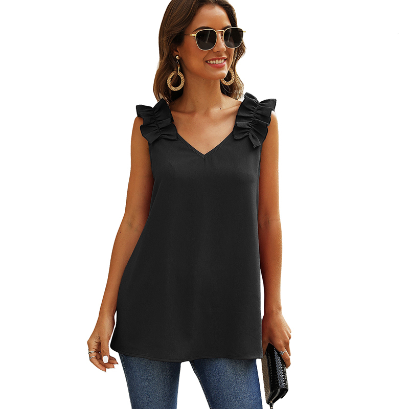 

2021 New Summer Sleeveless t Women Clothes V-neck Tshirt Tops Womens Plus Size Fashions Streetwear Tee Shirt Femme Qvug, Black