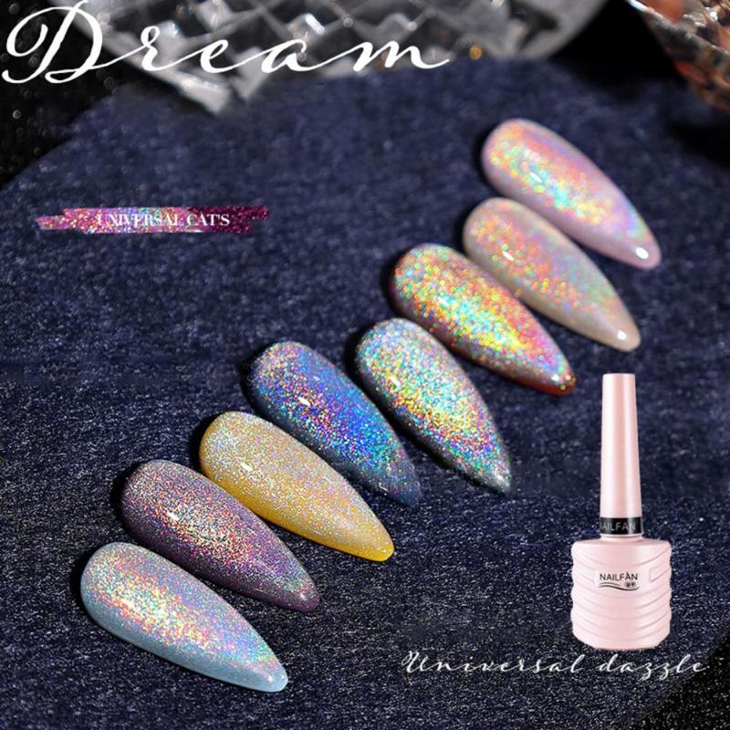

Nail Gel Nailfan 10ml Polish Persistent Effect Long Lasting Mild Sparkling Reflective Glitter Coat For Salon, Red;pink