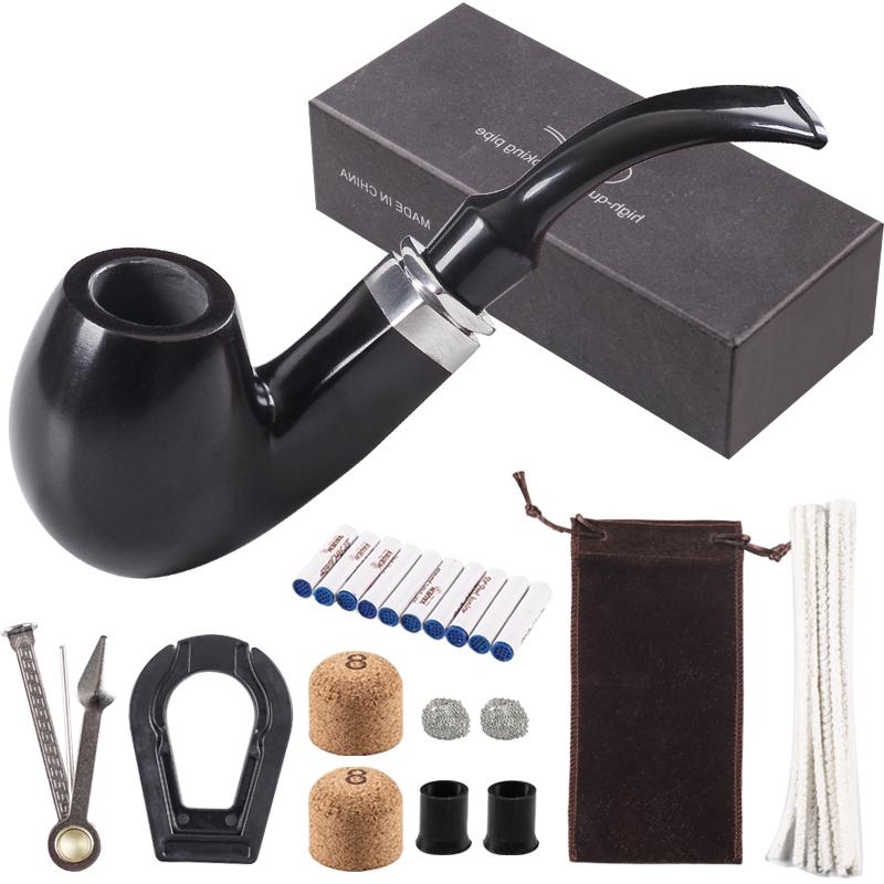 

Wooden Tobacco man Smoking Pipe Set, Smoking Accessories, Bonus a Pipe Pouch & Gift Box 9mmActivated carbon filter