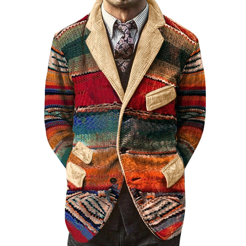 

2021 Vintage Man Raiow Prints Veet Jackets Business Party Suit Printing Gradient Jacket Winter Men' Blazers O3ln, Red