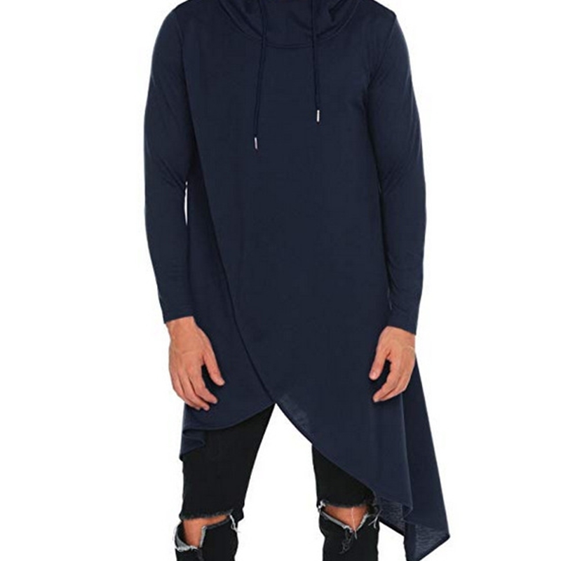 

Men's casual irregular fashion design trendy large size sweater, Black