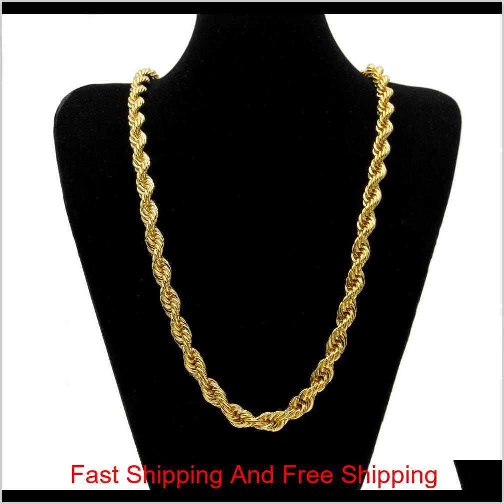 

10Mm Thick 76Cm Long Rope Twisted Chain 24K Gold Plated Hip Hop Twisted Heavy Necklace For Mens T20Iz 1Q4Um, Silver