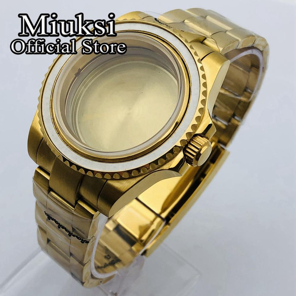 

40mm gold case sapphire glass oyster bracelet fit NH35 NH36 ETA 2836 Mingzhu DG2813 3804 Miyota 8215 8205 821A movement