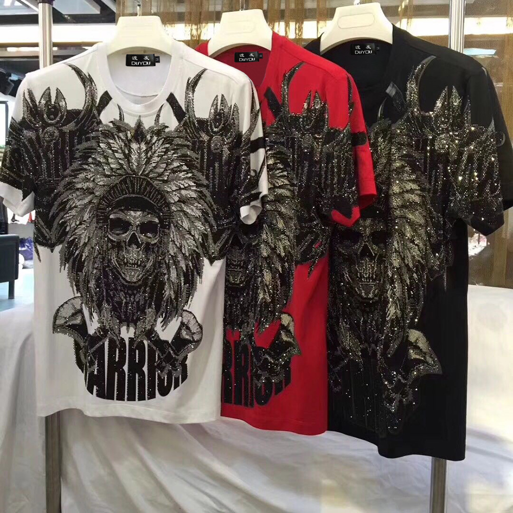 

2021 New Pp Bag Packaging!men' Cotton T-shirt Rhinestone Color Ice Cool Touch Fabric Men' Basic Top Fashion t Shirt Brand Tshirt Ns3x, White
