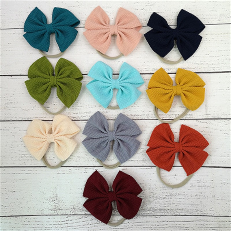 

Baby Girls Bow Headband 30 colors Turban Solid color Elasticity Hair Accessories fashion Kids Hair Bow Boutique bow-knot Band C1183 45 Y2, As photo