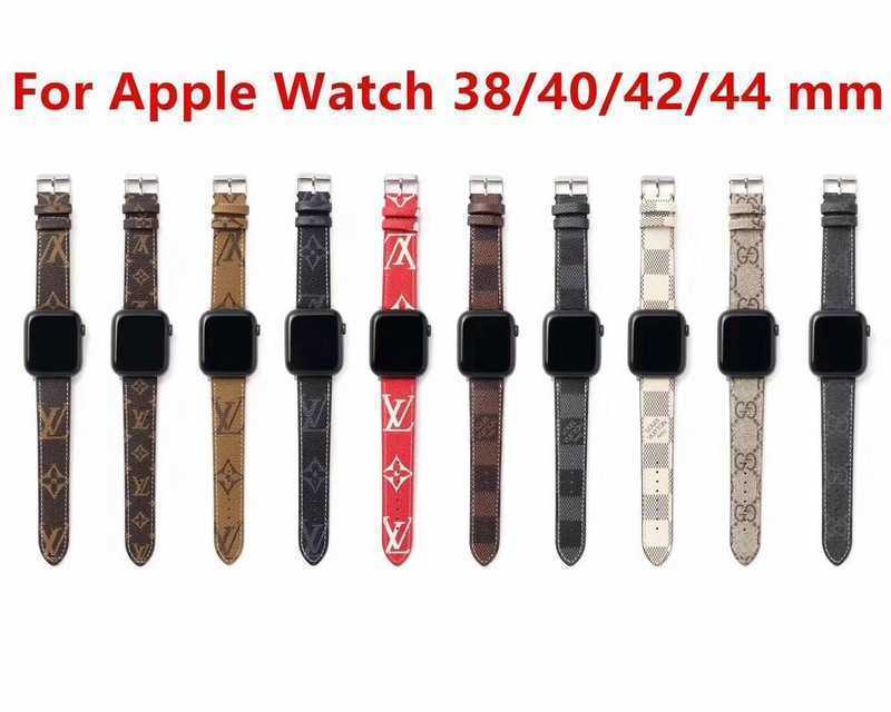 

fashion designer bands for apple 42mm 38mm 40mm 44mm 45mm 41mm iwatch 2 3 4 5 6 7 SE bands Leather Strap Bracelet Stripes watchbandNY9Z