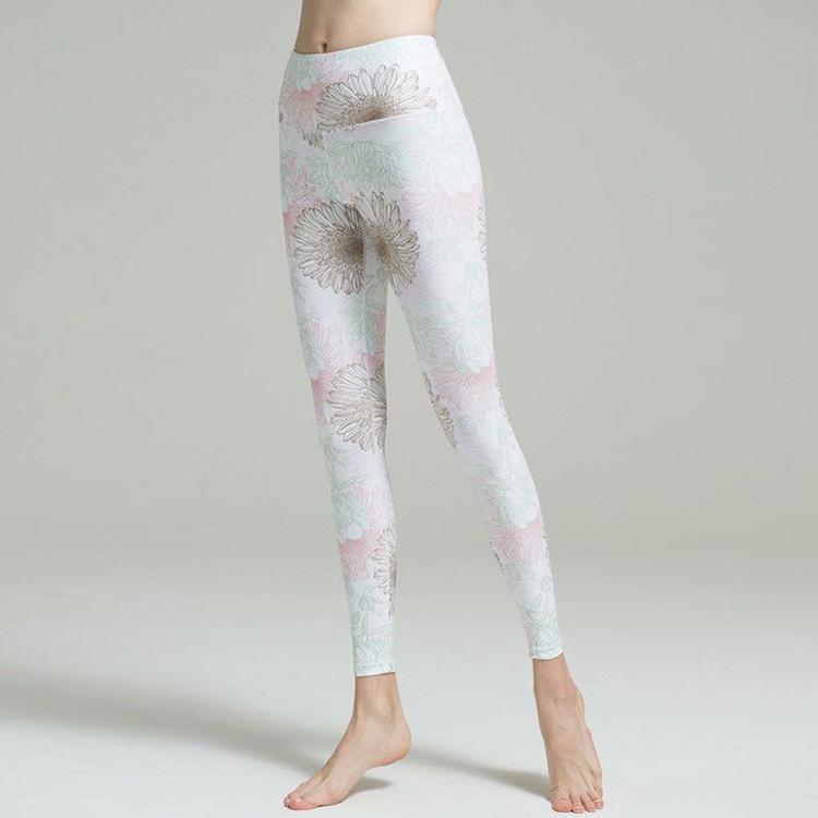 

Women' outdoor cycling sports pants new digital printing sun flower slim fast dry running fitness dance Yoga Capri Yoga Pants