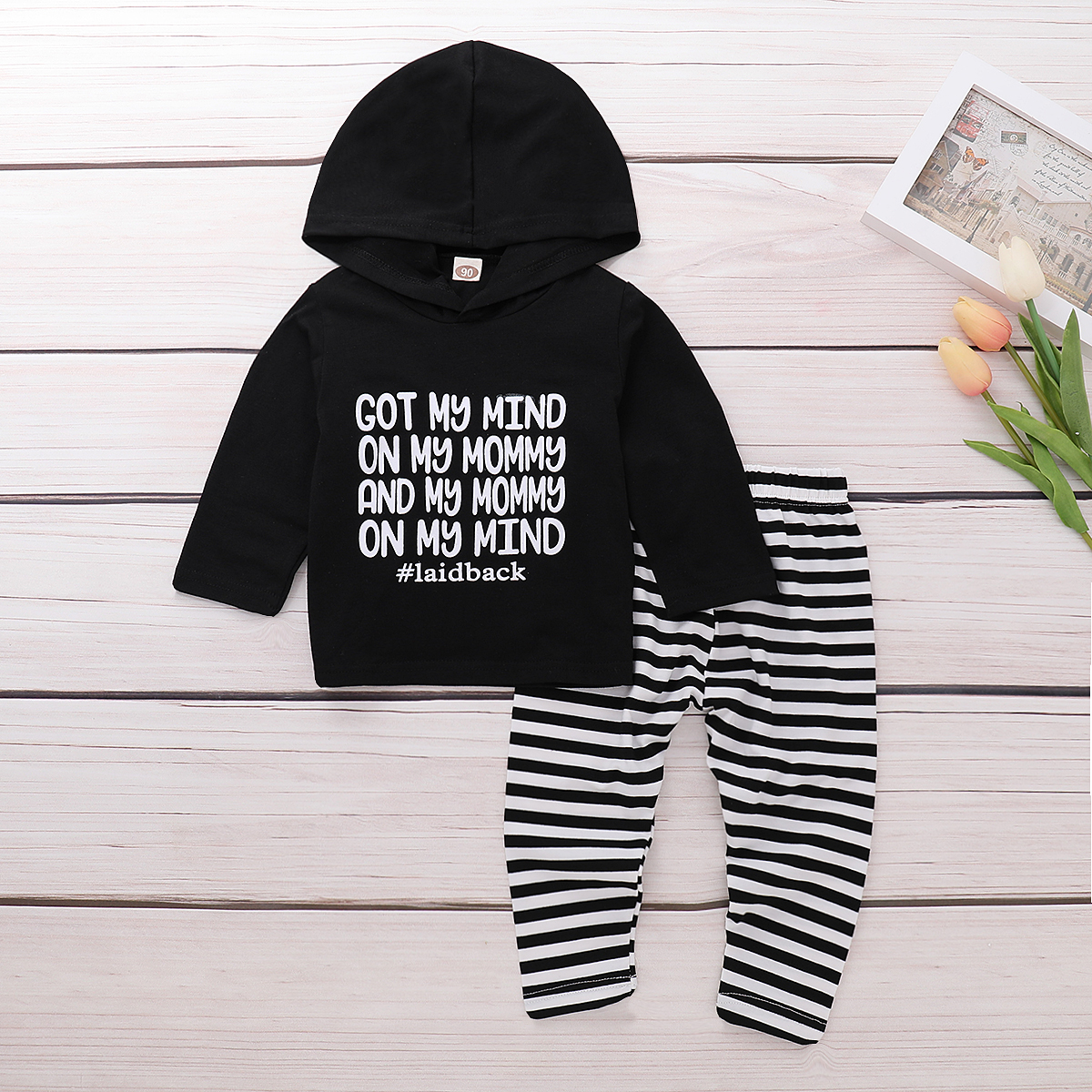 

0-24M Baby Girl Outfits Boy Clothes Newborn Hoodie Tops+ Striped Pants Legging Toddler Set, Default color