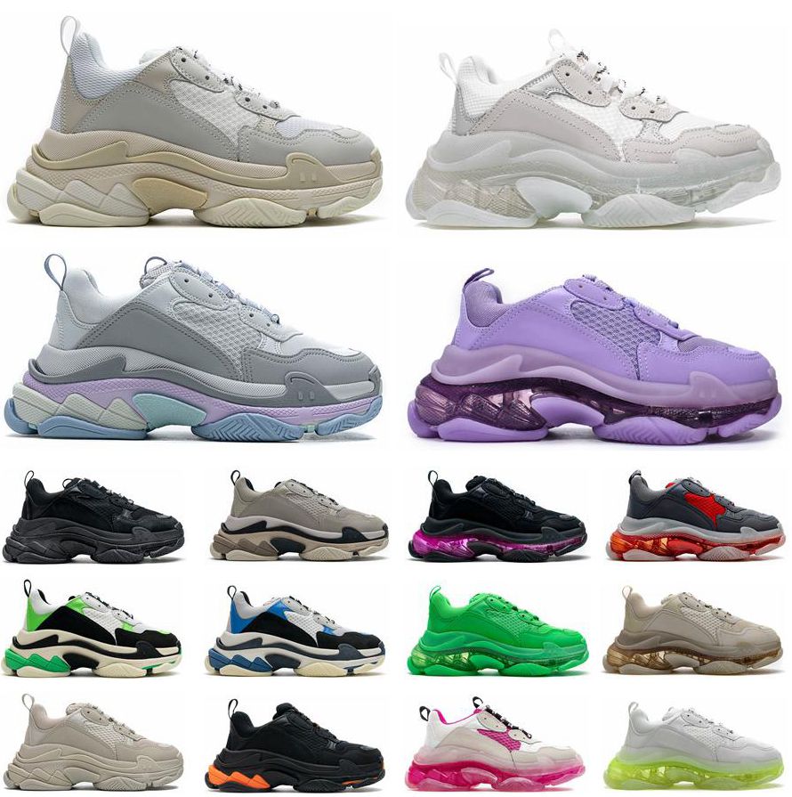 

Balenciaga 17FW Pairs Triple S Clear Sole Balenciags Casual Shoes Crystal Bottom Sneakers All Black White Green Pink Rainbow Sports Outdoor