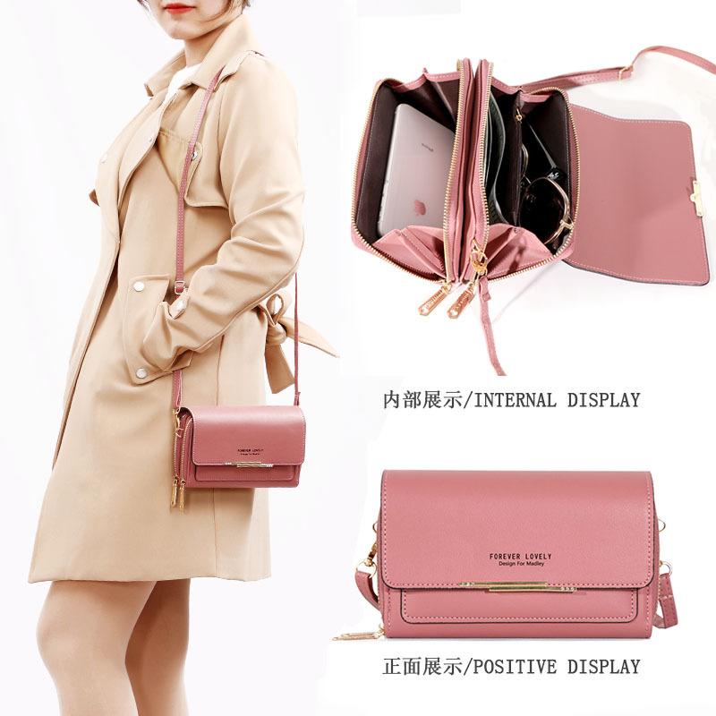 

2021 New Korean Women Purse and Handbag Fashion Ladies Crossbody Shoulder Bag High Quality Leather Phone Wallet, Black