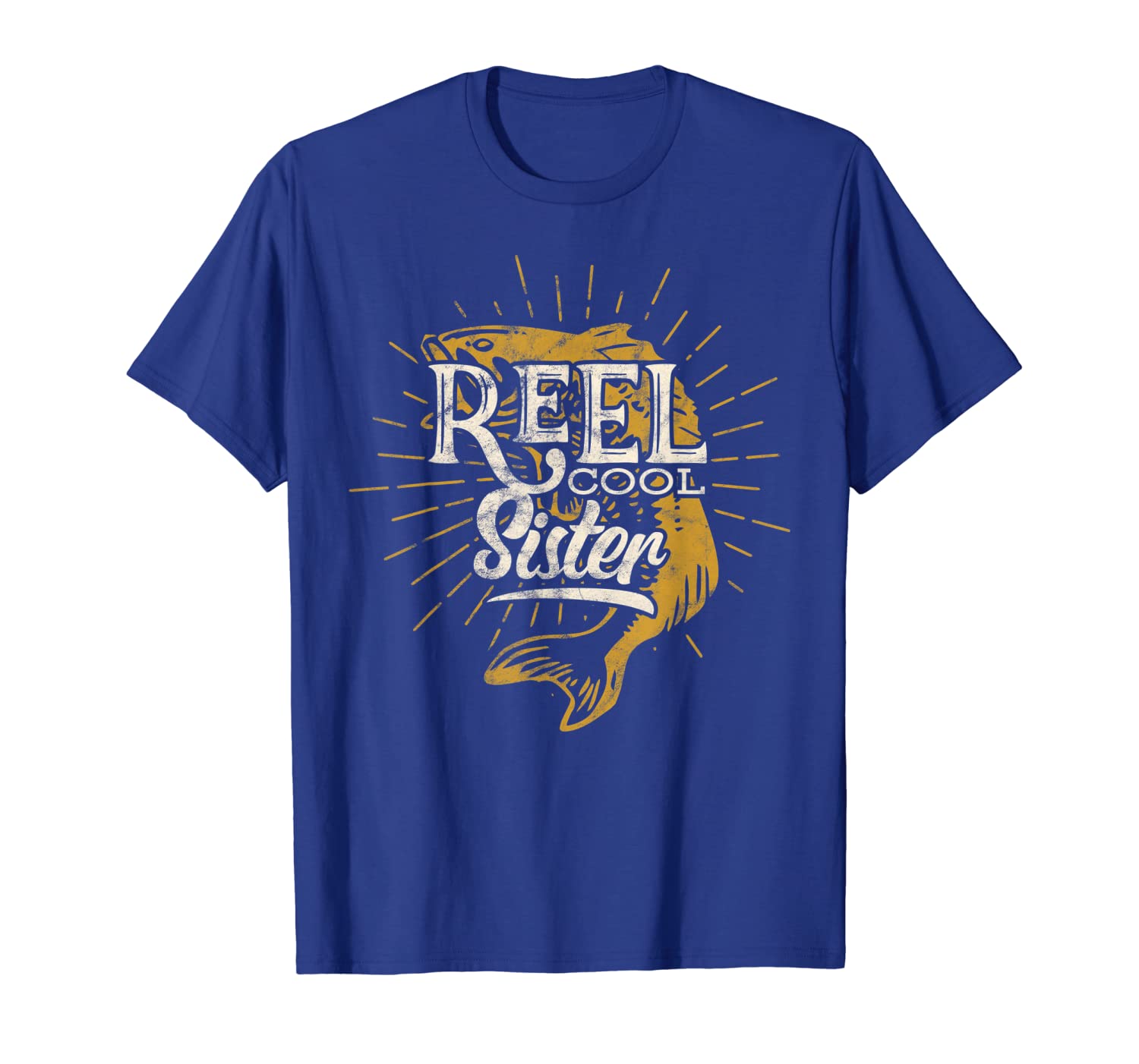 

Reel Cool Sister Bass Fly Fishing Fish Lover Themed Fun T-Shirt, White;black