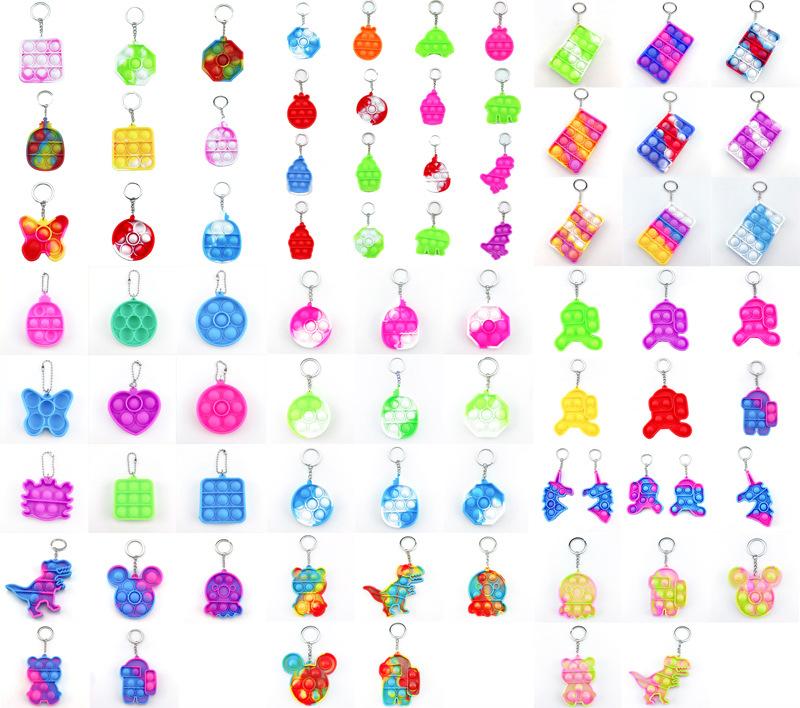 

2021 Children Adult Push Bubble Sensory Toy Key Ring Educational Anti-stress decompression toy keychain dhl shipping