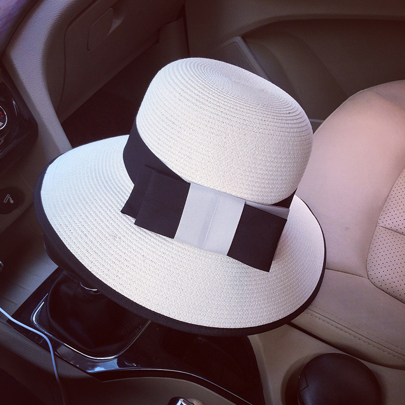 

2021 New 1920s Style Women Summer Straw Ribbon Bow Bowler Cloche Bucket Sun Cap Church Derby Tea Party Beach Wide Brim Hat Adwo, Black (as show)