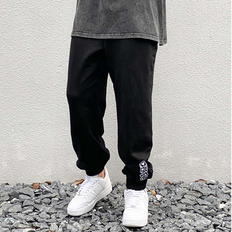 

2021 New Alta Rua Bordado Solto Terry Sweatpants Homens e Mulheres Cordo Joggers De Suor Harajuku Baggy Hip Hop Calas Casuais Awnn, Black