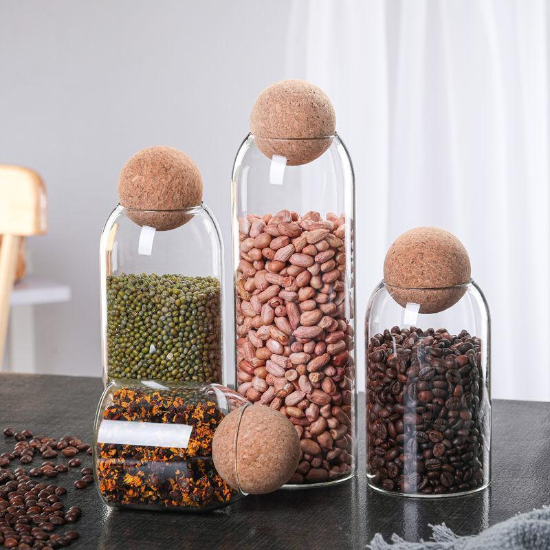

Storage Bottles & Jars Glass Bottle, Ball Cap, Sealed Can, Coffee Bean Box, Kitchen Cereals Creative Cork Tea Can