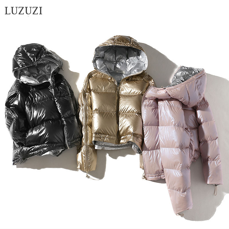 

2021 New Women Double Sided Sier Coats Winter Lady Hooded White Duck Down Jacket Waterproof Snow Outerwear Parkas R17f, Black