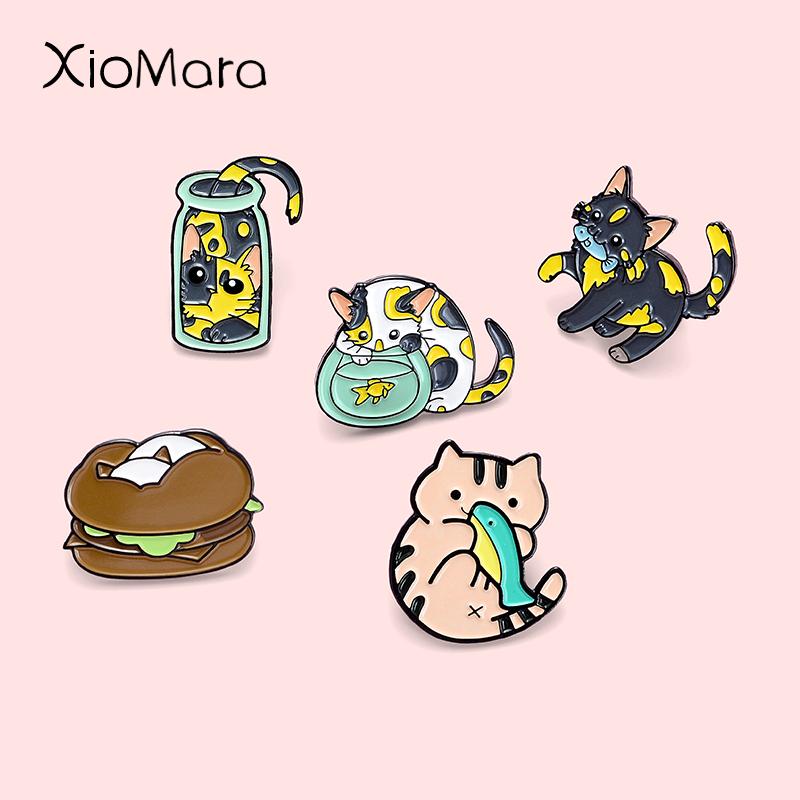 

Pins, Brooches Cartoon Cute Tabby Cat Enamel Pin Animal Kitty Jewelry Button Metal Badge Backpack Shirt Jackets Callor Lapel Pins For Kids G