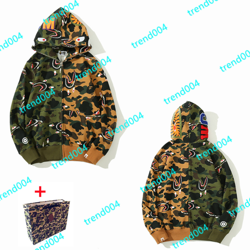 

High Quality Apes Men's Hoodies & Sweatshirts Japanese Shark ape head Luminous camo Star galaxy Spots Men and women couples with the sa, Black