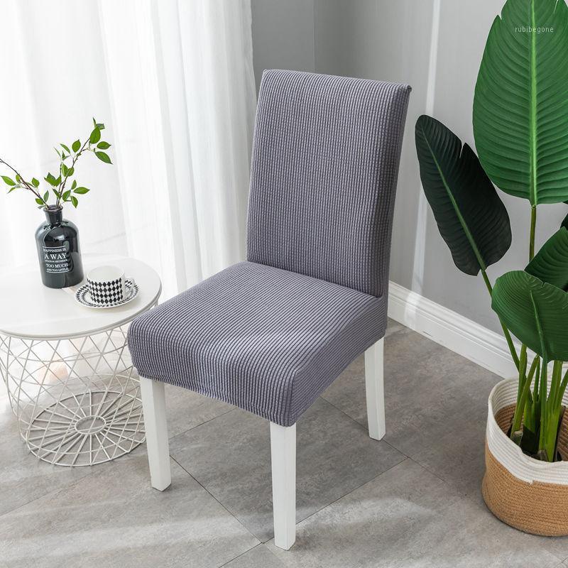 

Chair Covers Thicken Jacquard Plain Dining Cover Spandex Elastic Slipcover Case Stretch For Wedding El Banquet