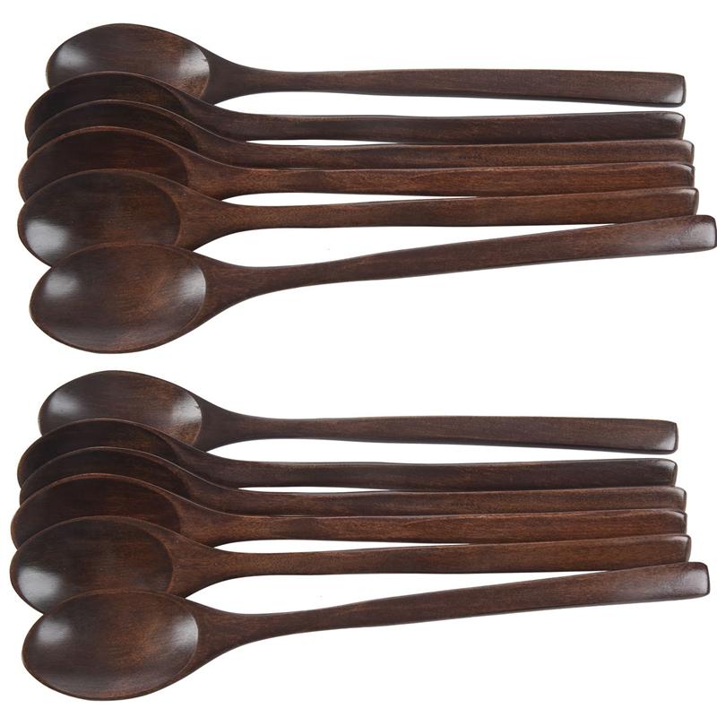 

Spoons Wooden Spoons, 12 Pieces Wood Soup For Eating Mixing Stirring Cooking, Long Handle Spoon