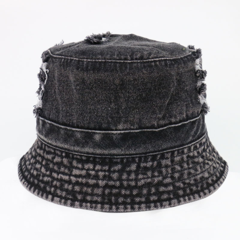 

Stingy Brim Hats Style Denim with Hole Bucket Hat Fashion Simple Female Spring and Summer Protection Sun Artistic All-Matching Basin, Blue
