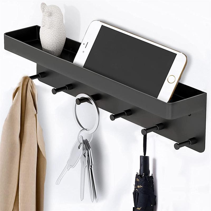

Hooks & Rails Stainless Steel Key Hook Holder Wall Hanging Organizer Rectangle Shape Rack Coat Hat Hanger Home Decorations #BL4