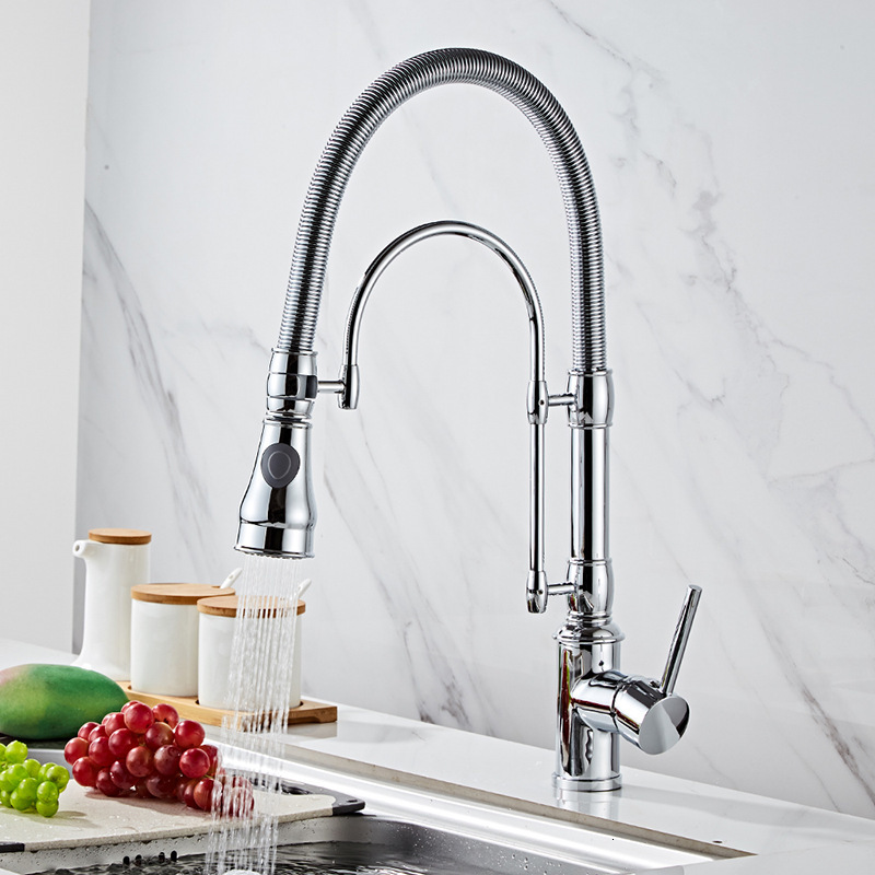 

2021 New Pull Out Chrome Mixer Top Quality Total Brass Kitchen Vanity Water Tap Sink Faucet Z5oz