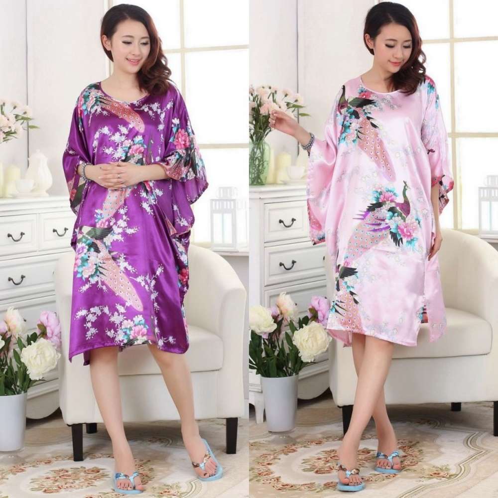 

Peacock robe lady Tang summer pajamas bathrobe housewear