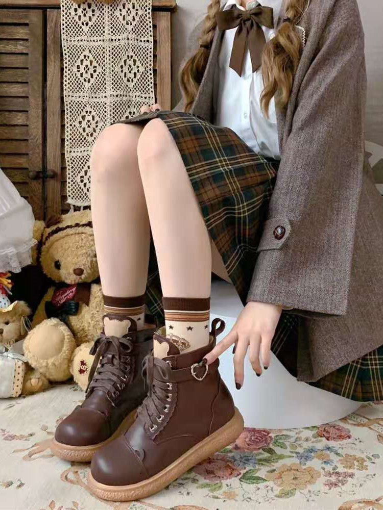 

New Winter Platform Ankle Martin Gotk Boots Girls Fashion Black Women's Apartments Goth Lolita High Top Geaa